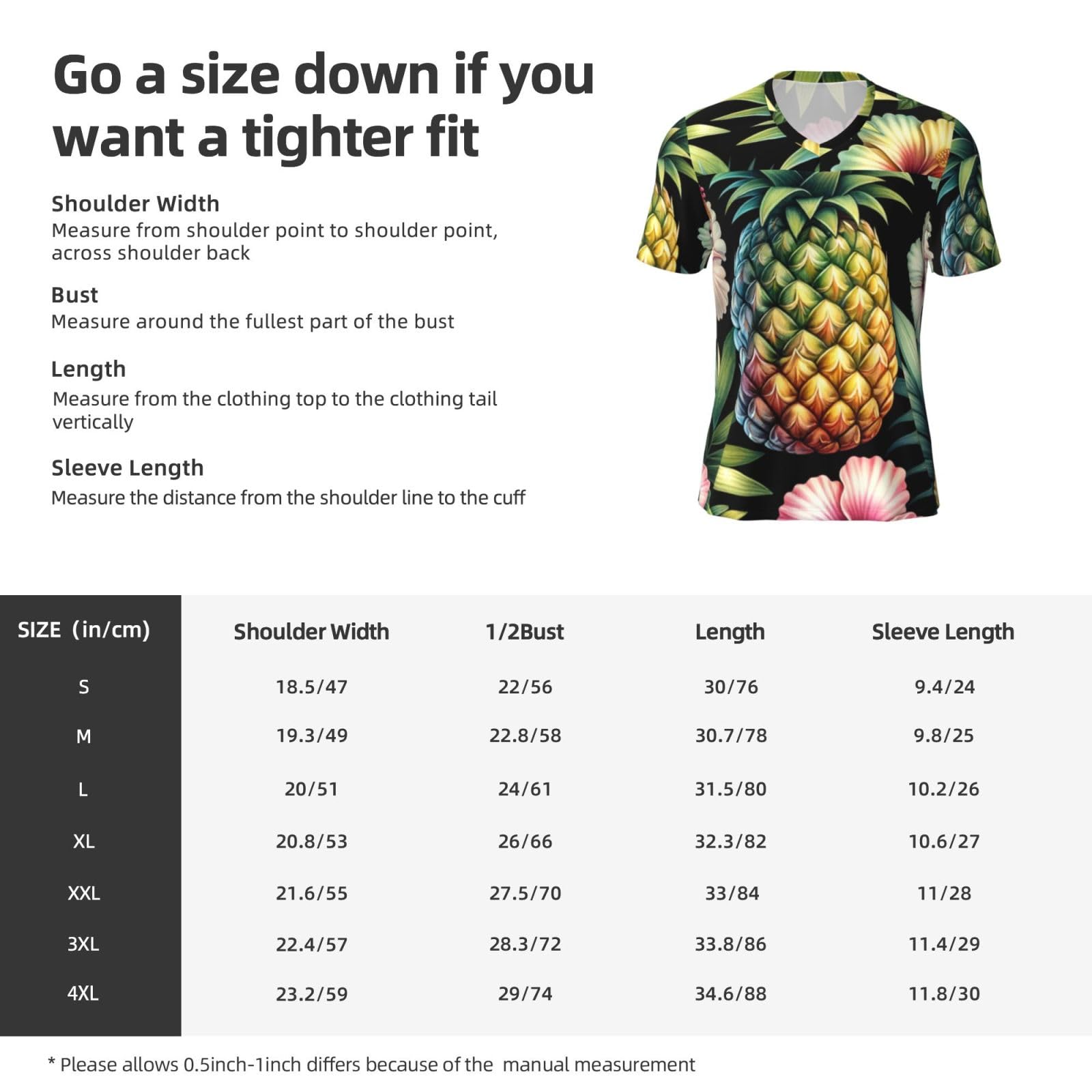 Stylish Athletic Sports Jersey Hawaii-Pineapple-Hibiscus Men's Rugby Jersey Medium