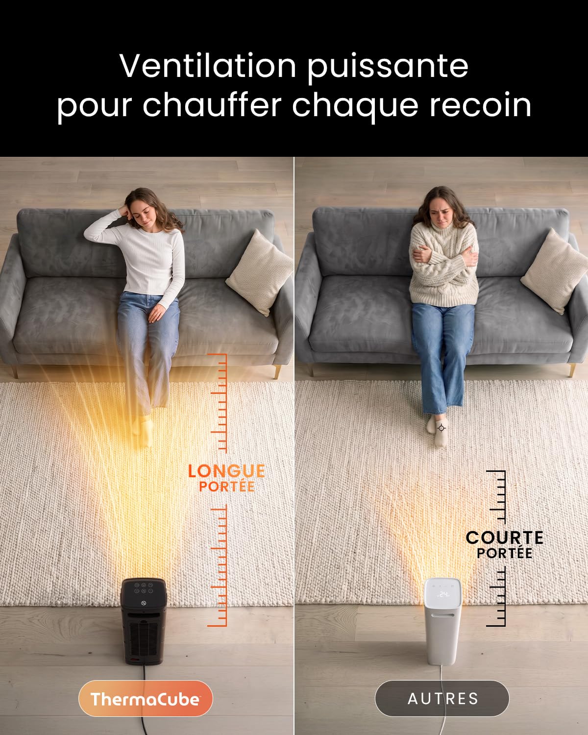 Pro Breeze Thermacube Chauffage d'Appoint 2000W Céramique Soufflant Oscillant - Radiateur Électrique Mobile avec Mode Ventilateur, Thermostat Éco, Télécommande et Écran Tactile pour Chambre