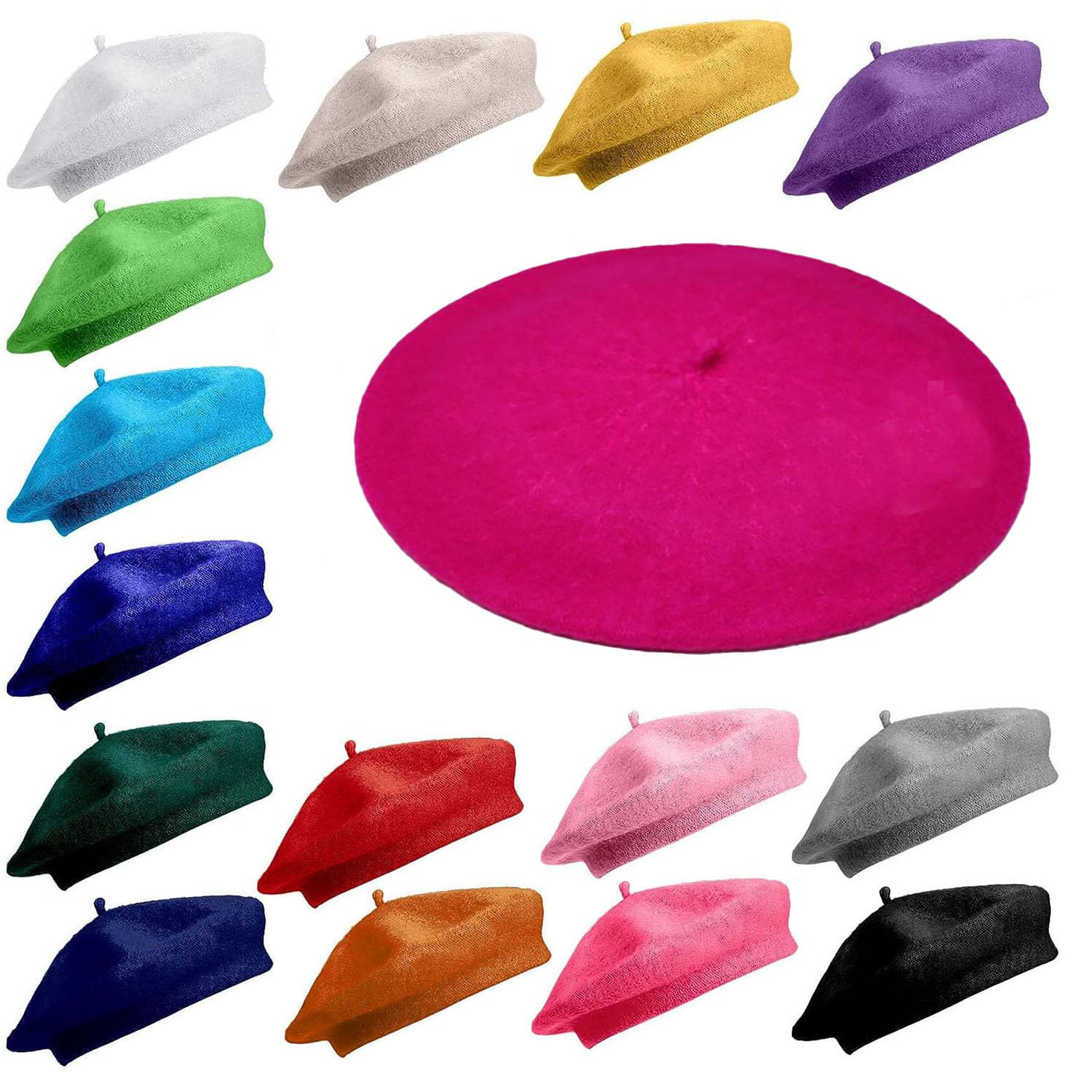 Van Der Linn Unisex Colour 29 Rose Plain Beret Wool Warm French Hat (Uk, Alpha, One Size, )