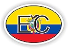1x Ecuador Country Code Oval Vinyl Waterproof Sticker - 15cm / 5.9inches