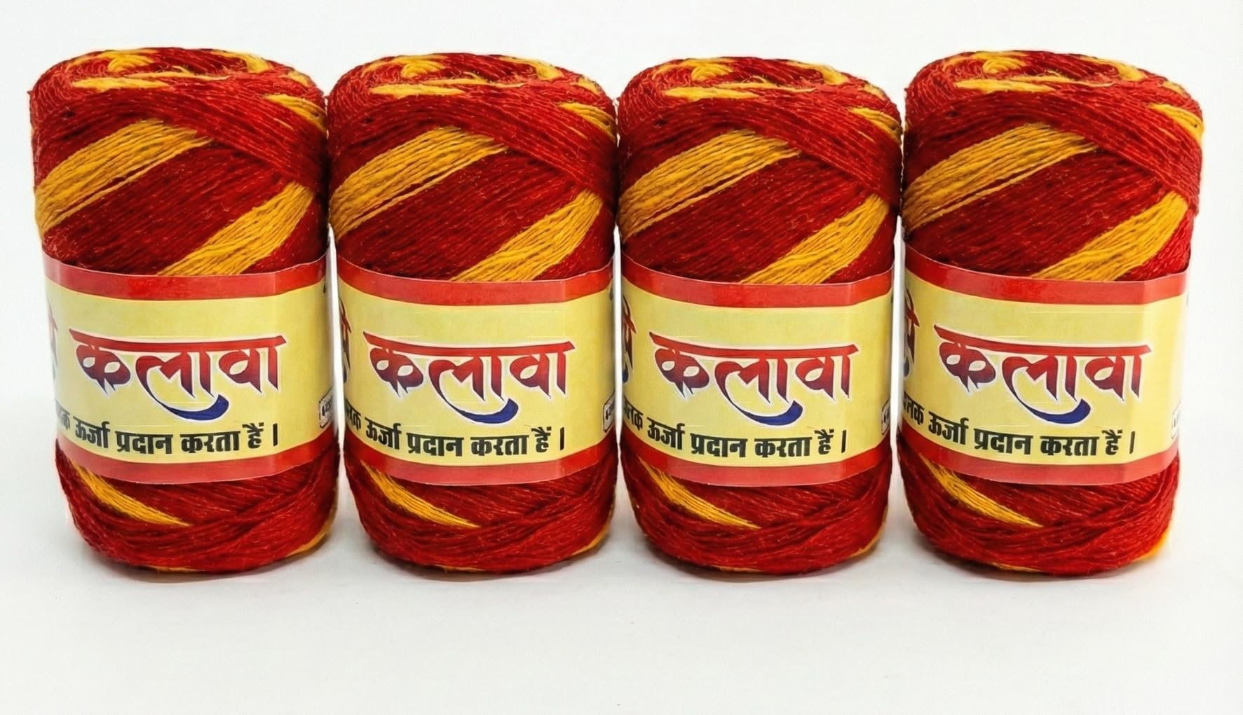 Kalava Moli Mauli Sacred Hindu Ritual Thread โ 100% Cotton Red & Yellow Wrist Band for Puja, Havan, and Festivals (Pack of 4 Rolls)