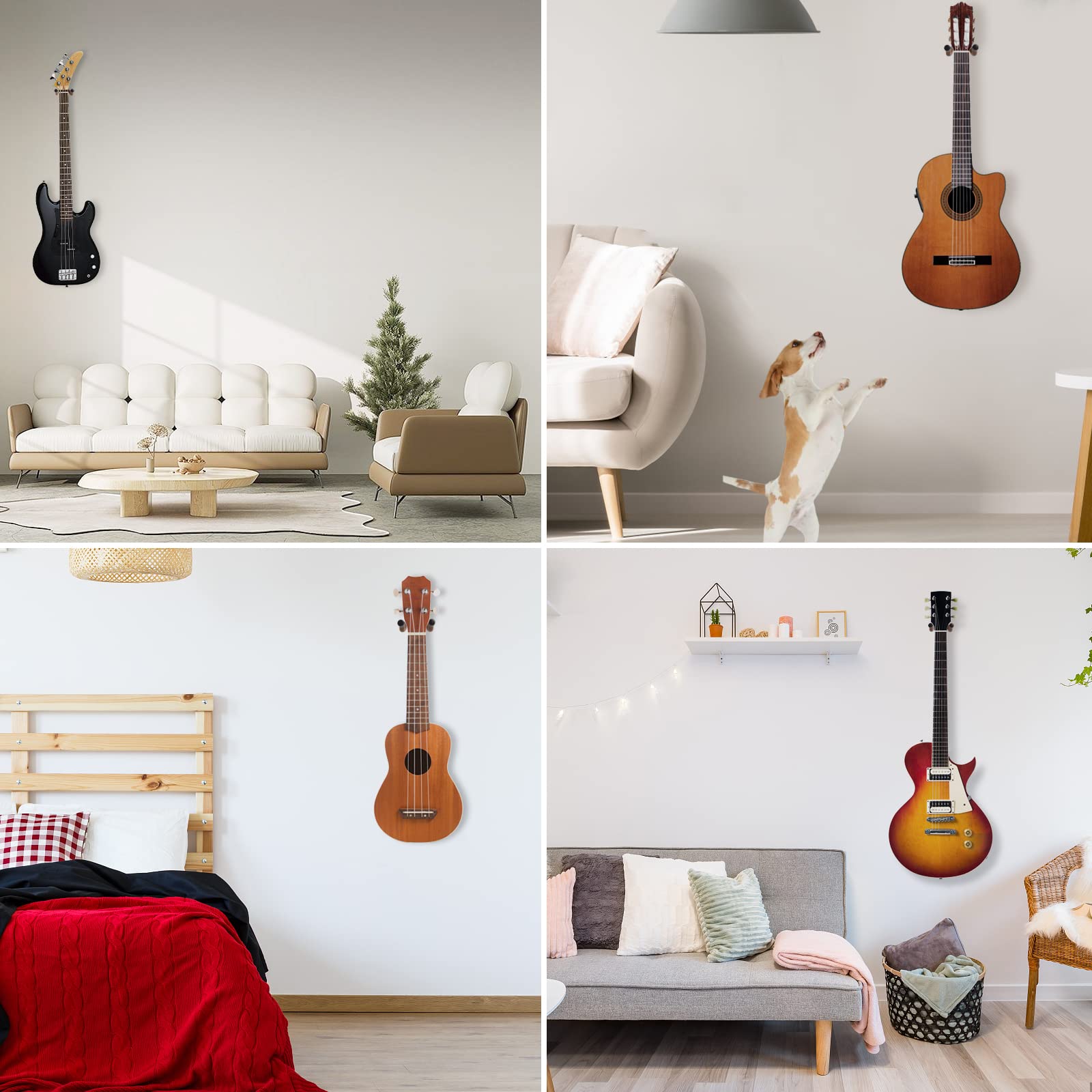 Uchwyt ścienny do gitary, wieszaki na gitarę, uchwyty do gitar akustycznych i elektrycznych, basowych, banjo, mandoliny, twardego drewna, domu i studia, wieszak na gitarę