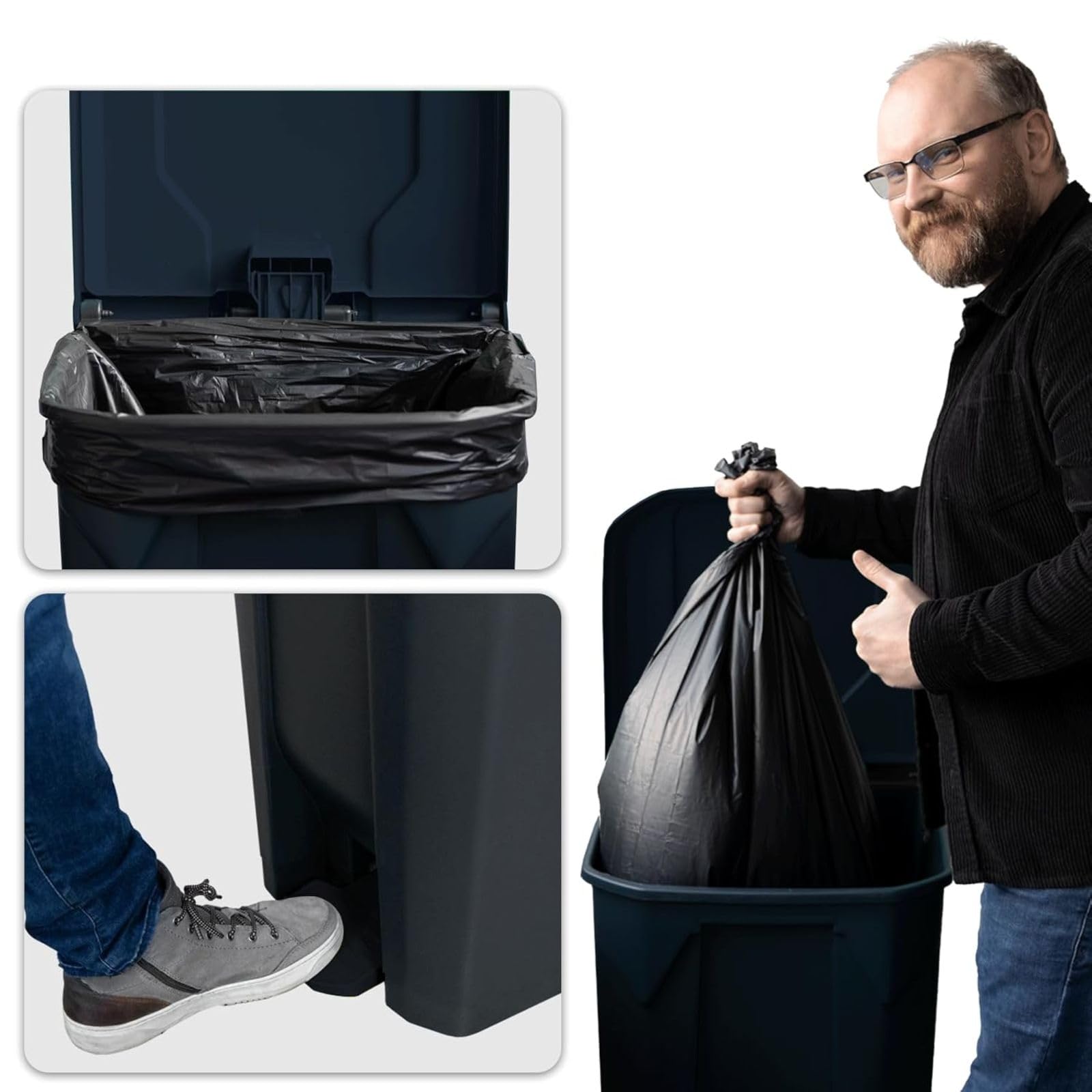 Floordirekt Pattumiera da 100 Litri. Coperchio Grigio. pattumiera per Cucina e Ufficio. Sistema di Raccolta differenziata. pattumiera a Pedale con meccanismo Step-on. Cestino della Spazzatura Olaf