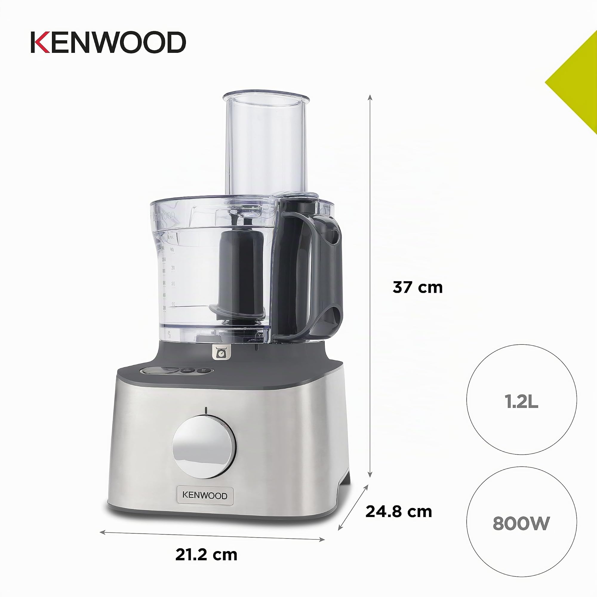 Kenwood Multipro Compact + FDM315SS Robot de cuisine compact, 2,1 l, balance intégrée, couteau en acier inoxydable, 4 disques de travail et 5 autres accessoires, boîtier en métal, 800 W, argenté