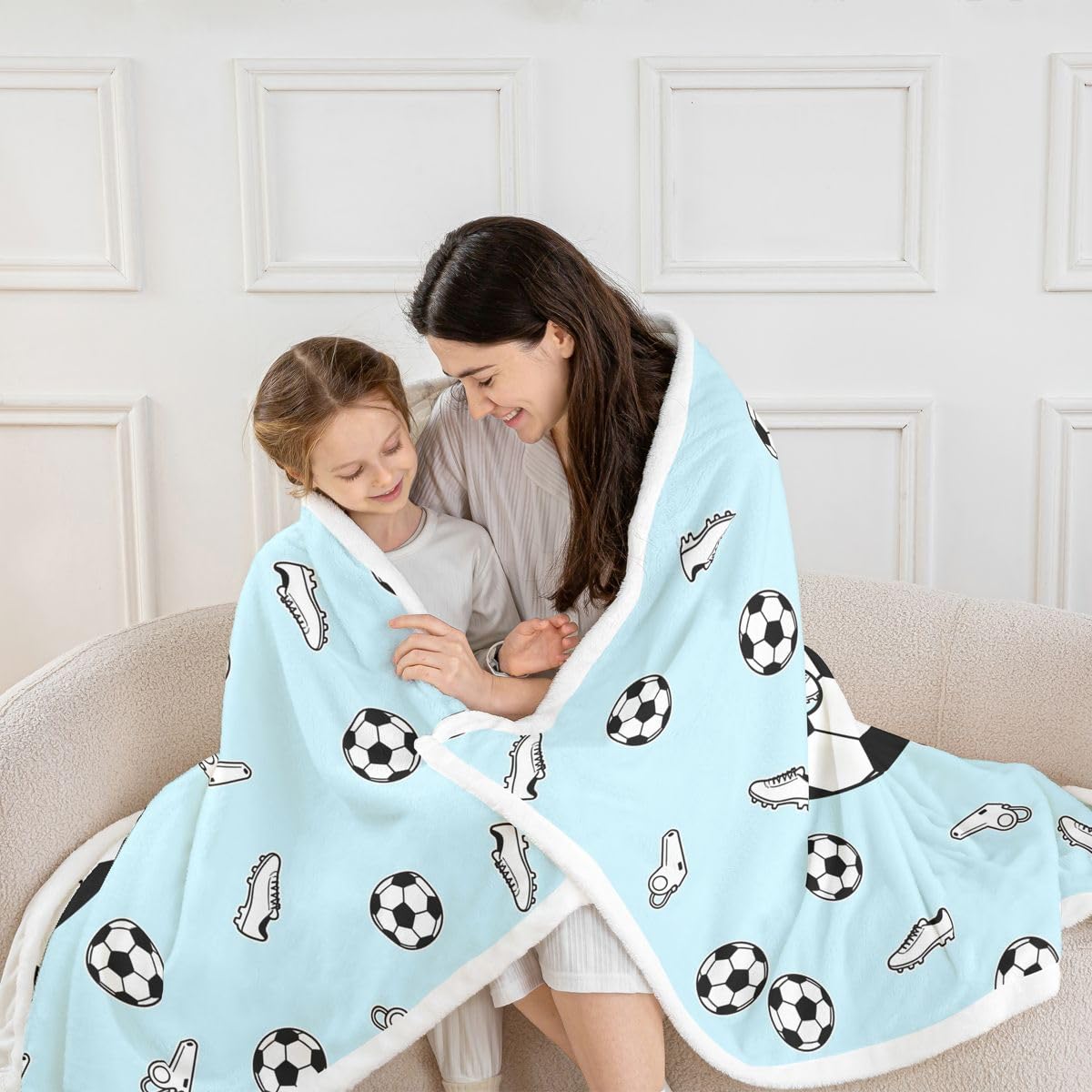 Loussiesd Coperta da calcio Queen 228 x 228 cm