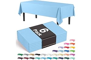 Elegant Light Blue 6-Pack 54in. x 108in. Plastic Tablecloths