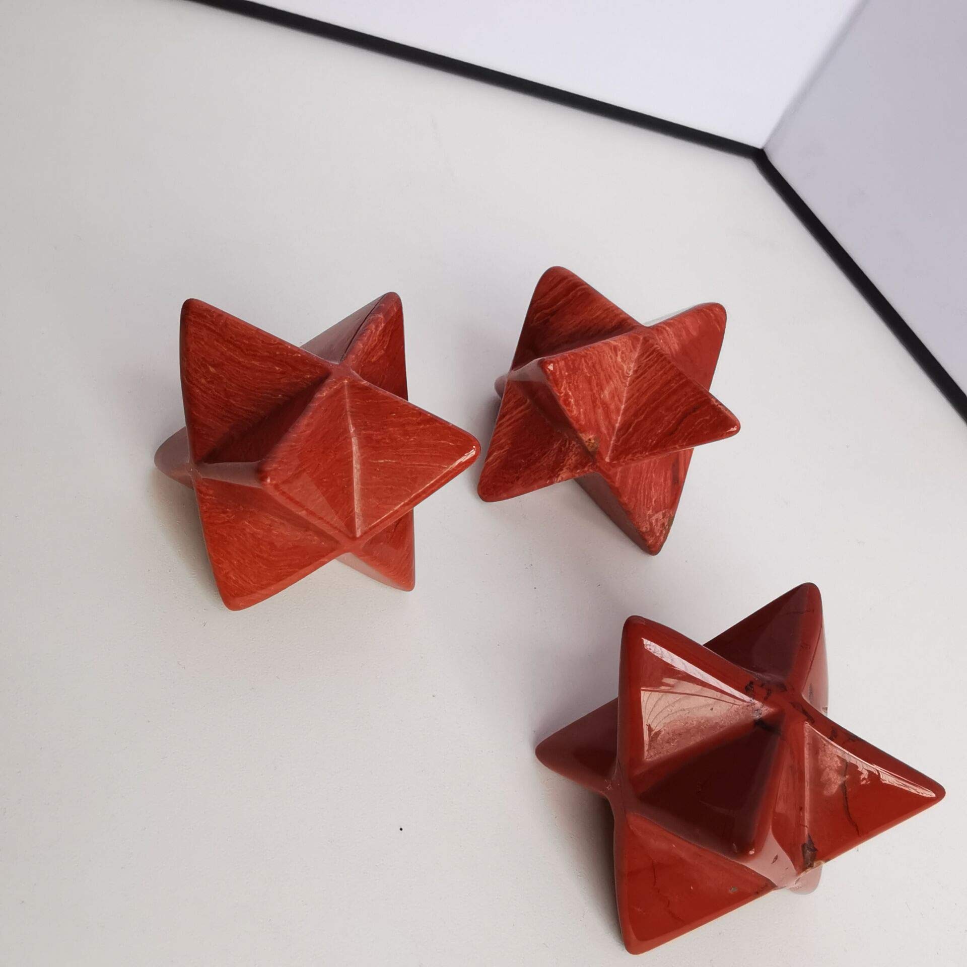 Diaspro rosso naturale Merkaba, protezione per la meditazione, generatore di energia, guarigione, Chakra, stella a sei punte, 1 pollice