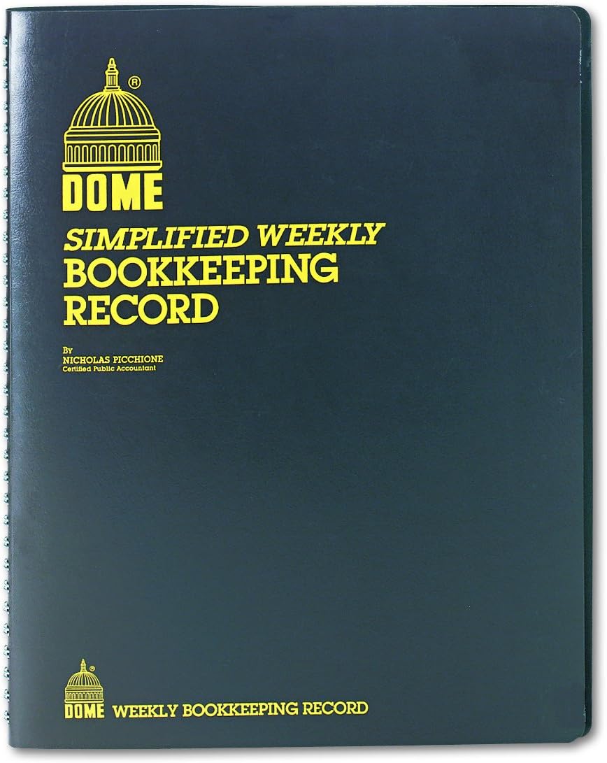 Dome DOM600 Bookkeeping Record Book Weekly 128 Pages 9 x11 Inches, Brown