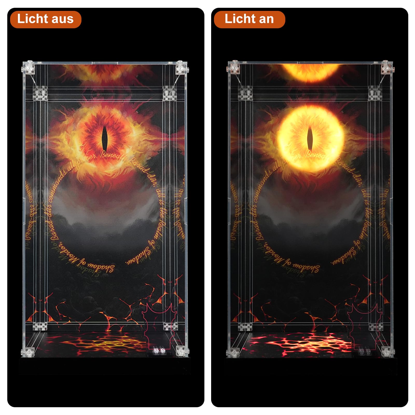 Coque d'écran en acrylique Lego Sauron 11373, transparente anti-poussière, LED, fond HD