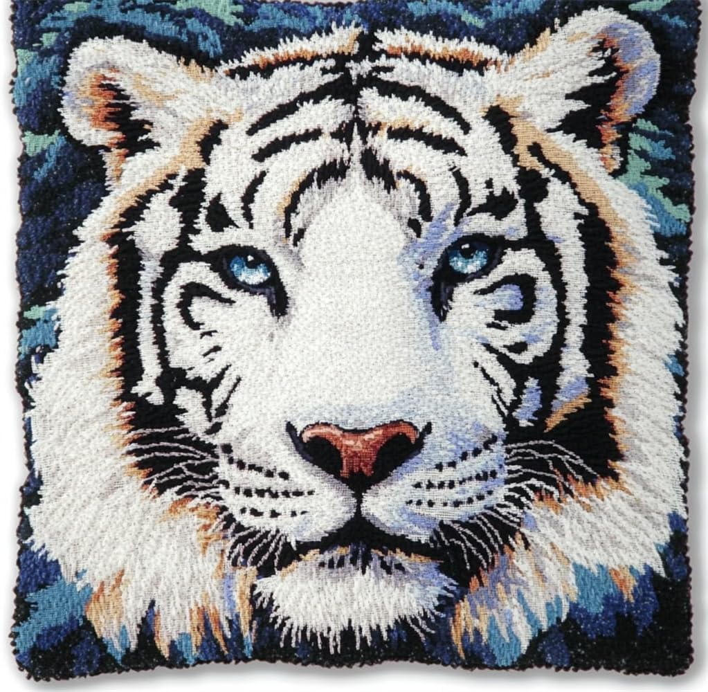 Latch Hook Kits Diy Throw Pillow Coverwhite Tiger Diy Rug Hooking Pil