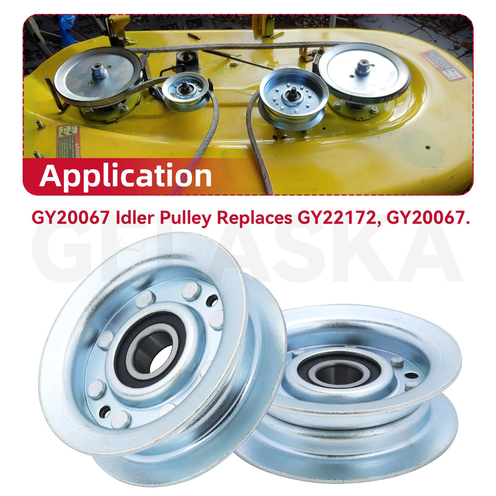 GELASKA Confezione da 2 puleggia folle di ricambio per puleggia folle John Deere GY22172, puleggia folle John Deere - GY22172, puleggia folle John Deere GY20067 per John Deere LA115, La145, L100, L105