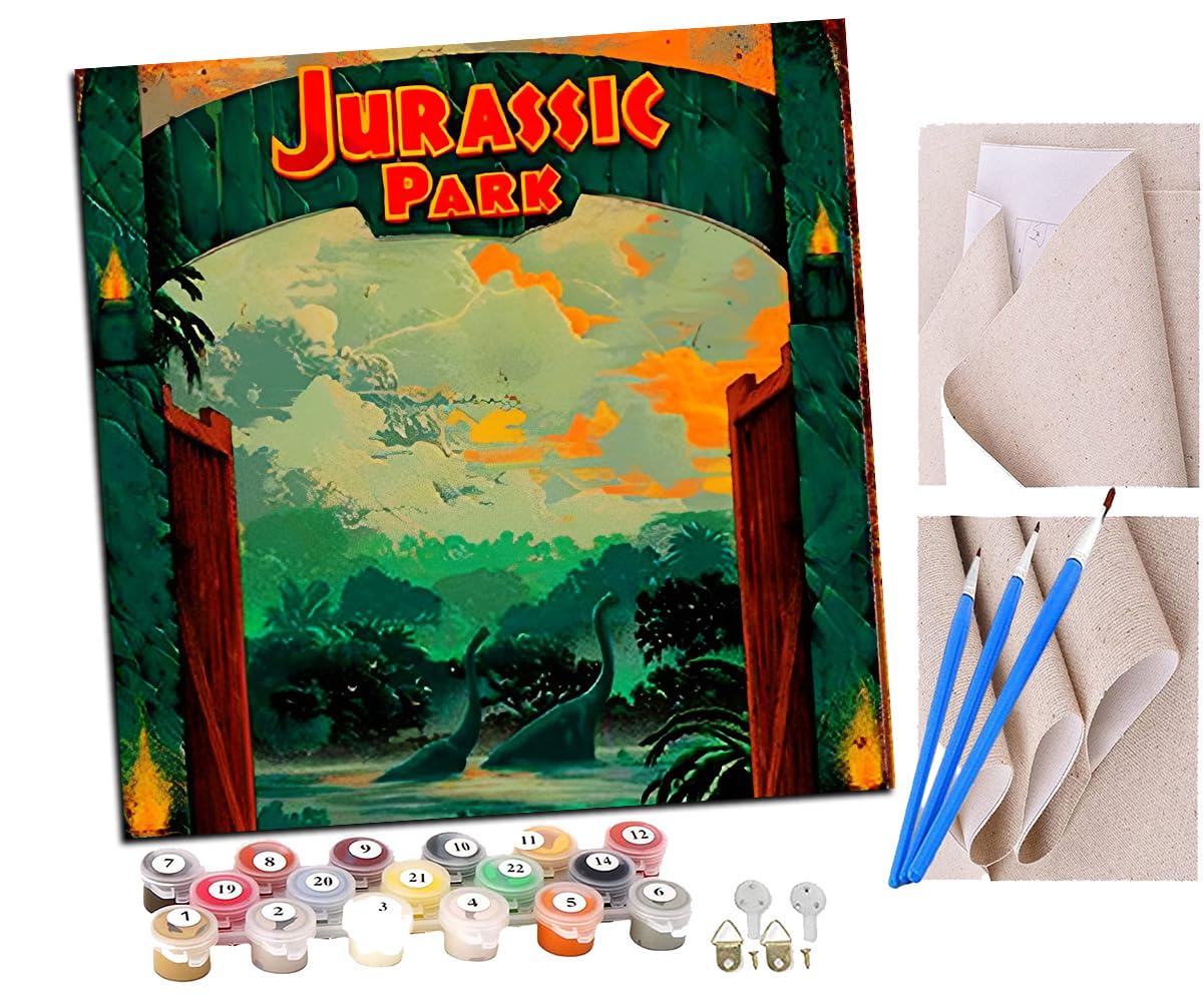 SENDJJ Paint by Numbers Jurassic Park Dinosaurs Paint by Numbers Kits for Adults Kids Beginners 40 x 50 cm Adults with Paintbrushes DIY Painting for Home Decoration Without Frame