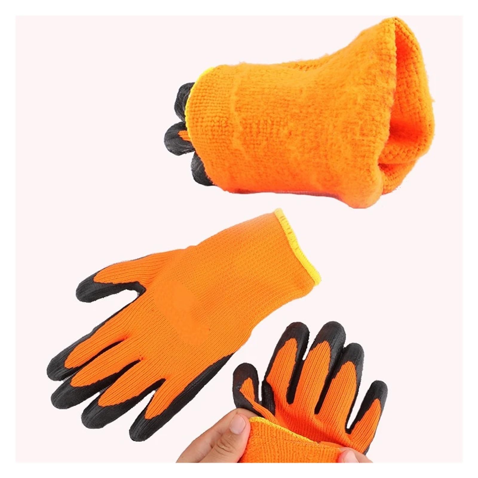 Générique Gants de travail imperméables, antidérapants thermiques, enduits caoutchouc Latex, for la réparation du jardin, sécurité des constructeurs, hiver, 5 paires(Waterproof S)