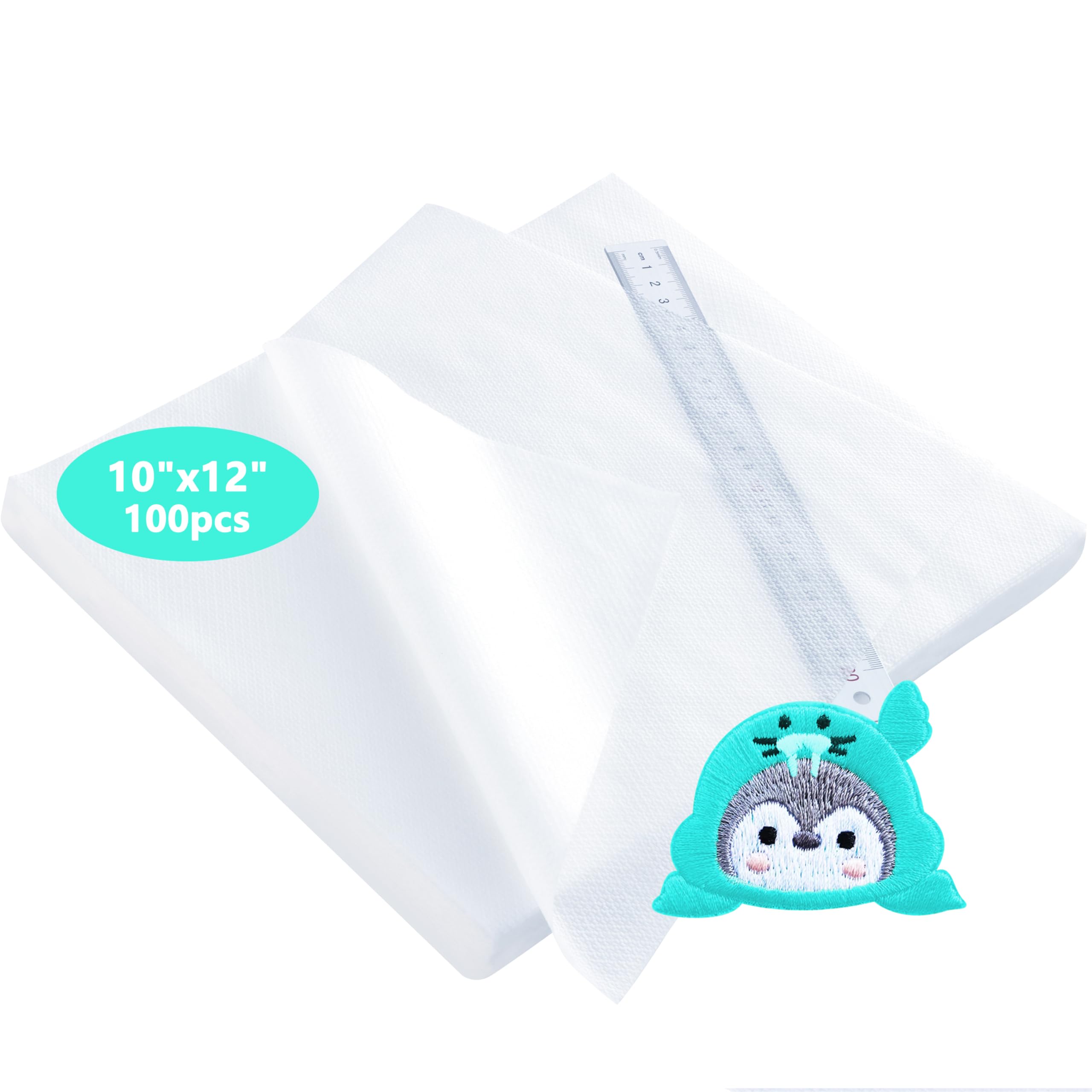 Craftido 12"x10" 100 Sheets No Show Mesh Embroidery Stabilizer Backing for 5x7 Hoops 1.8oz Light Weight for Machine Embroidery and Hand SewingOEKO-TEX STANDARD 100