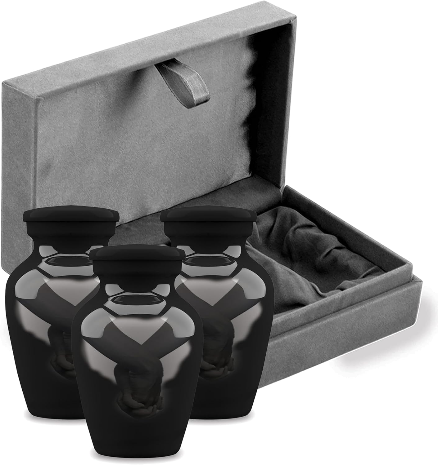 Forever URNS Mini Cremation Funeral Urn with Printed Loving Hand Theme for Human Ashes of Female & Male | 3 cu in | Set of 3 | Small | Multicolor | Completely Handcrafted with Velvet Protection Box