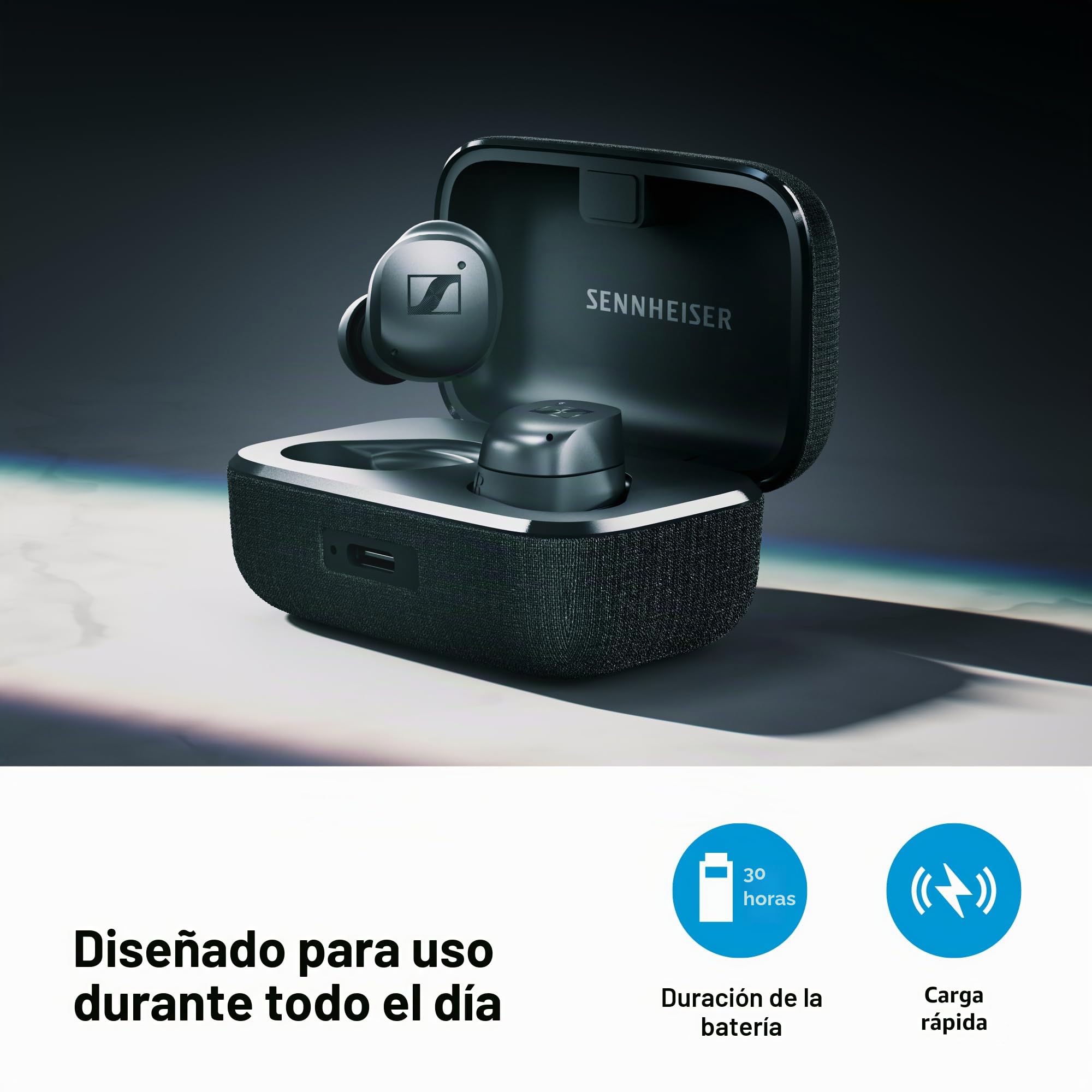 Sennheiser MOMENTUM True Wireless 4 auriculares inteligentes - Bluetooth 5.4, sonido nítido, diseño cómodo, 30 horas de autonomía y cancelación de ruido activa adaptativa - negro cobrizo
