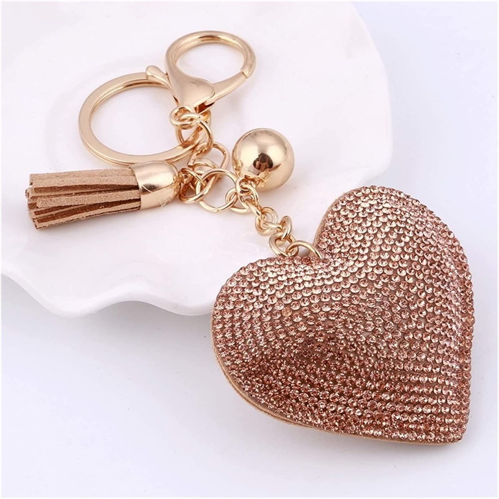 Llaveros Llavero de dibujos animados Corazón de moda Hecho a mano Lindo Bling Llavero de cristal para mujeres Colgante de coche Niñas Declaración Rhinestone Joyería Bolsa Llavero Anillo Dibujos anim