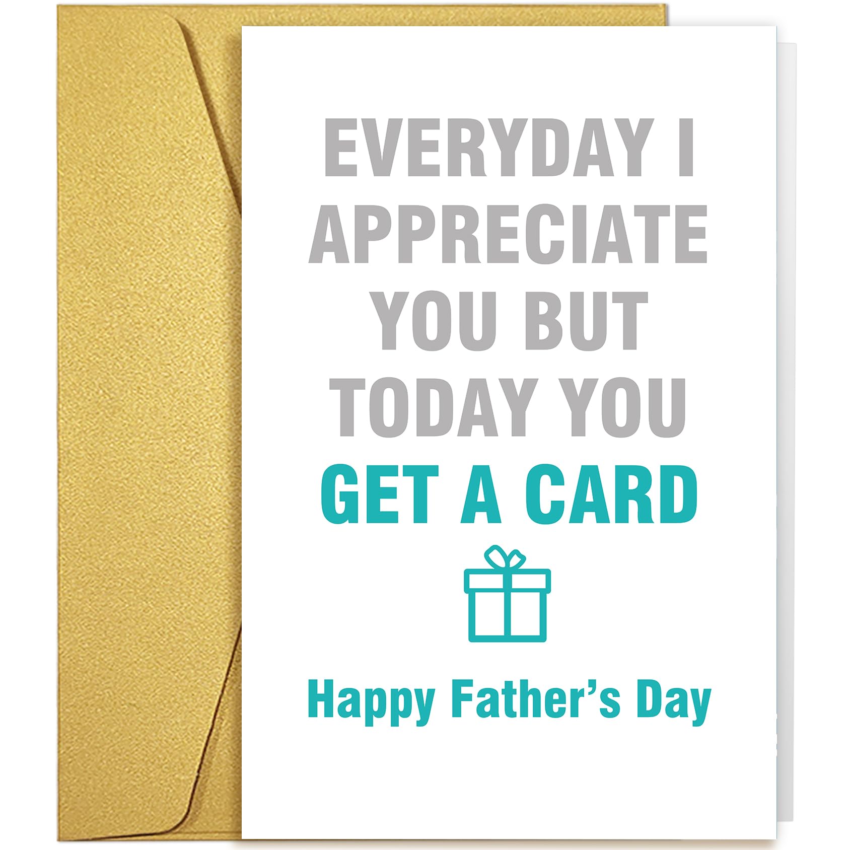 Qiliji Funny Fathers Day Card for Dad Stepdad, Happy Father's Day Cards Gifts for Him, Everyday I Appreciate You But Today You Get A Card