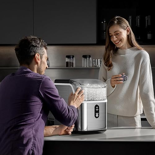 Miniatura 6 de Máquina de hielo portátil con asa para encimera, 27 libras24 horas, 7 minutos9 cubitos de hielo, función de autolimpieza, con cesta de hielocuchara