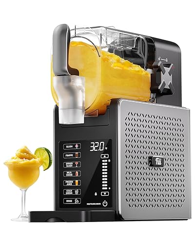 Fiii Slushie Machine 92 oz, Slushy Machine for Home, 6 Preset Programs, Quiet Operation, LED Display, Auto-Clean, No Ice Needed, Perfect for Milkshakes, Margarita Smoothie, Frappes and More - Black Silver