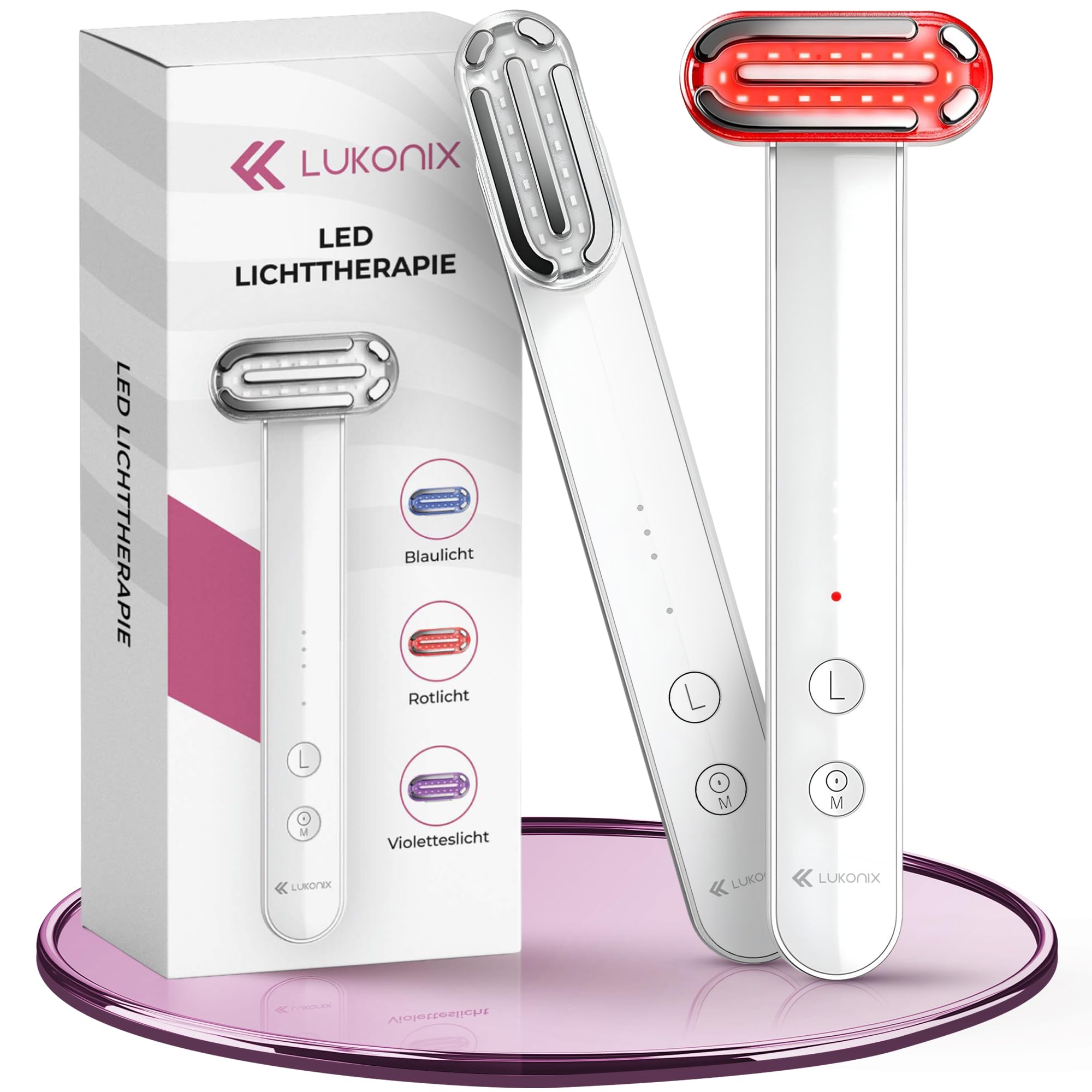 EMS Gua Sha elektrisch Gesichtsmassagegerät gegen Falten [5-in-1 tragbar & wiederaufladbar] Guasha Rotlicht Maske Gesicht | Red Light Therapy Face Lifting Gerät mit Rot, Blau- & Violettlicht