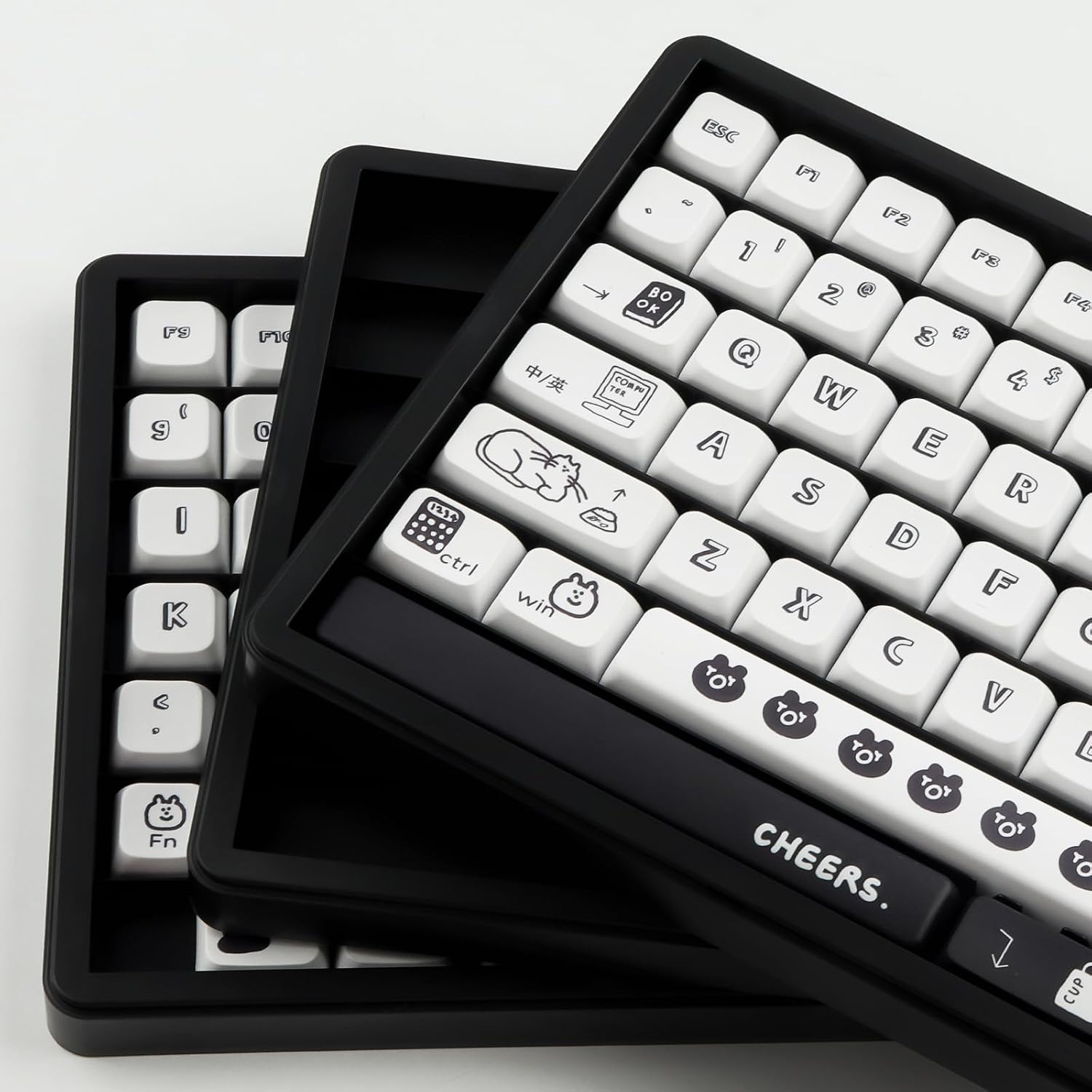 Hyekit Keycaps Storage Box, 4th Floor PBT Dustproof Display Case, 252 Keys Visible Top Cover Keycaps Collection Box for Cherry MOA XDA SA OEM MSA DSA Mao Profile Mechanical Keyboard Keycap (Black)