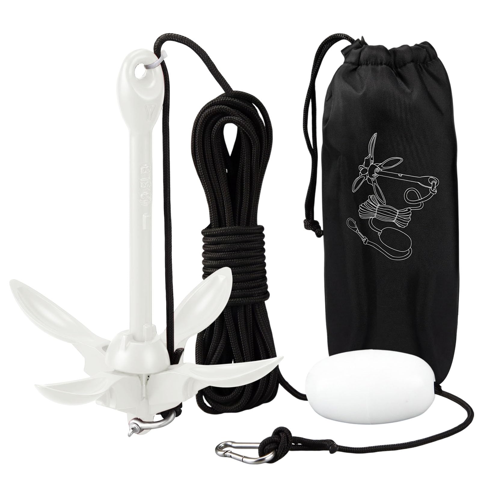 MorningRo Folding Grapnel Anchor Kit, Kayak 40ft Rope
