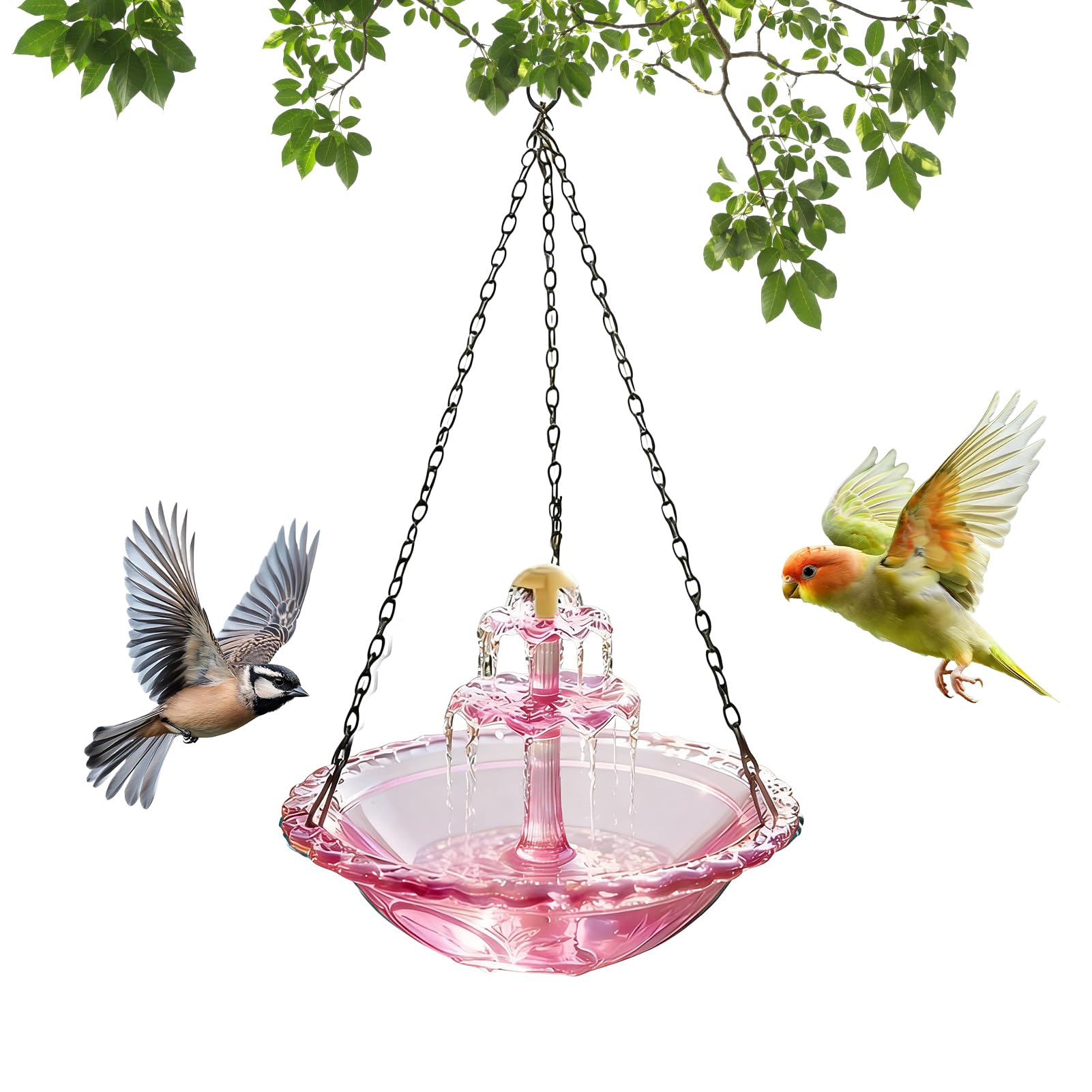 Baño para pájaros solar colgante, un regalo ideal de decoración exterior para observadores de aves