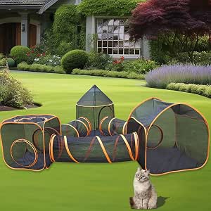 Katzen-Freigehege 6-in-1 – Faltbarer Outdoor-Laufstall Mit Tunneln & Zelt, Für Katzen, Hunde, Kaninchen