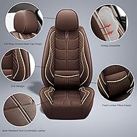 Vista 3 de URINOVET Funda de cuero para asiento de automóvil, fundas de asiento de lujo impermeables para KIA Forte Koup 2010-2016 (juego completo, café)