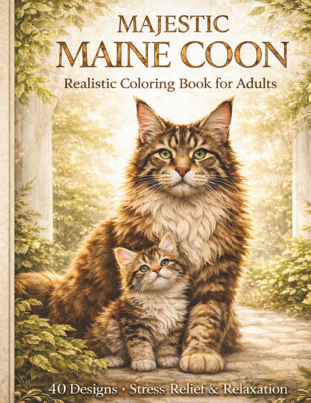 Majestic Maine Coon Coloring Book for Adults: 40 Beautiful Maine Coon Designs | Large 8.5x11 Pages | Calm, Detailed, and Relaxing Coloring Experience