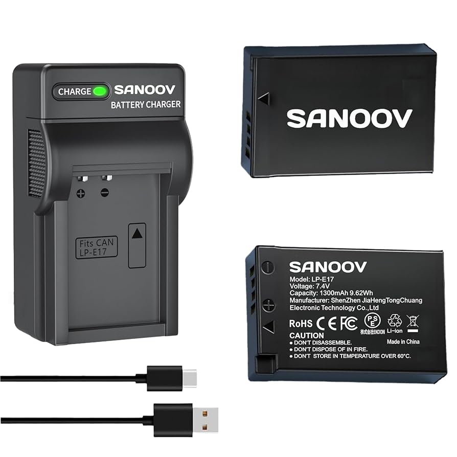 Amazon | Sanoov LP-E17 2*1300mAh 大容量バッテリーFor Rebel