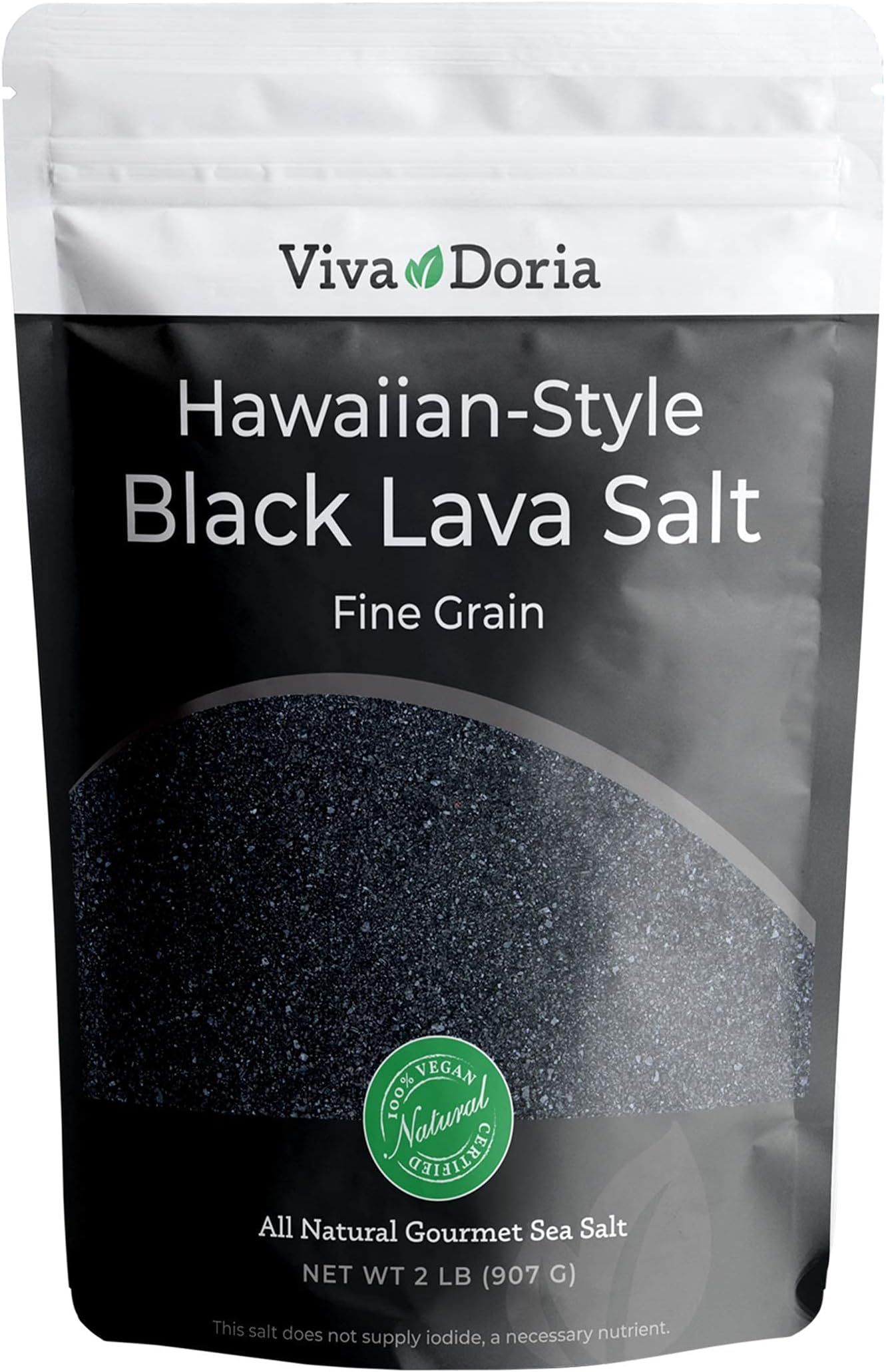 Hawaiian Black Lava Sea Salt, Fine Grain, Lava Salt, 2 lb (907 g)