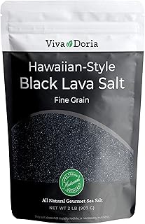 Viva Doria Hawaiian Black Lava Sea Salt, Fine Grain, Lava Salt, 2 lb (907 g)