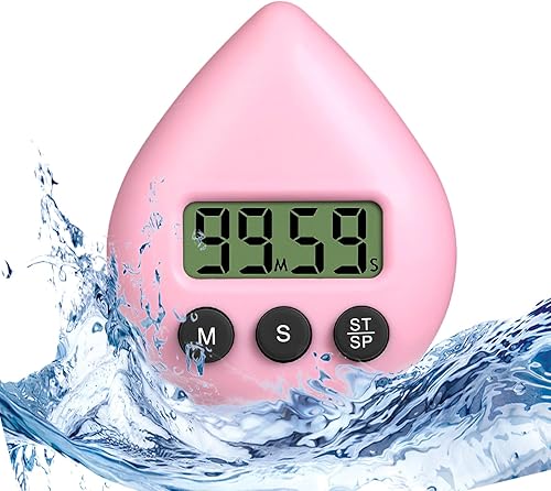 Miniatura 1 de Temporizador de ducha silencioso sin tictac, temporizador digital impermeable, tamaño pequeño, lindo temporizador con bonito gancho (rosa)
