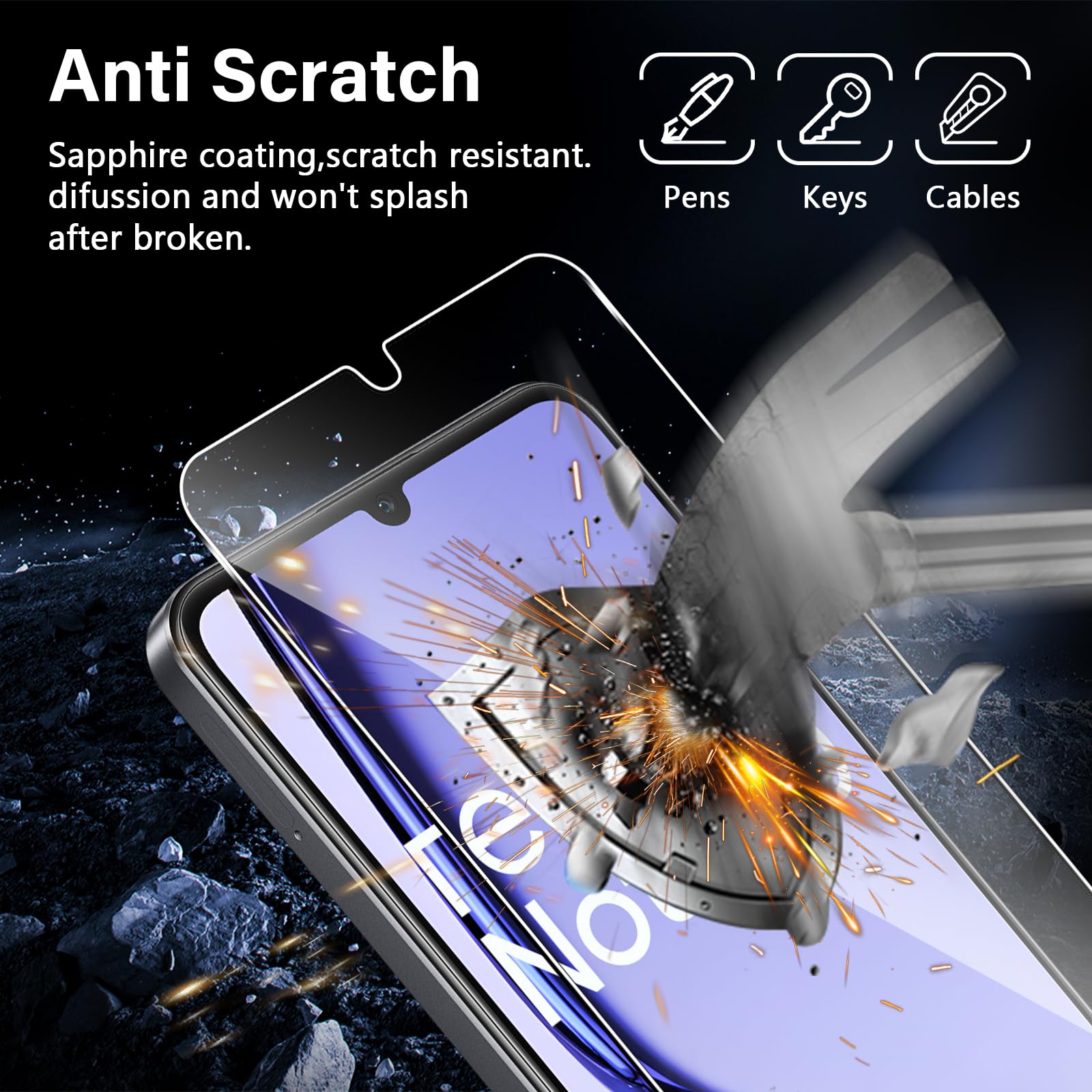 Proteggi Schermo In Vetro Temperato Per Realme Note 50 - 3 Pezzi, 0,3 Mm, Durezza 9H, HD Trasparente