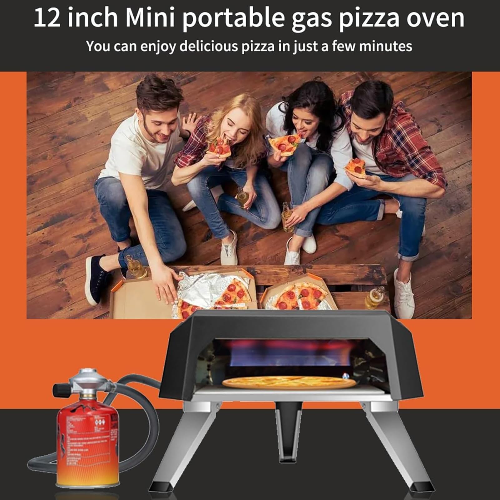 Forno per pizza a gas, 30,5 cm, alimentato a propano, per esterni, con supporto e pietra, ideale per uso domestico e ristorante
