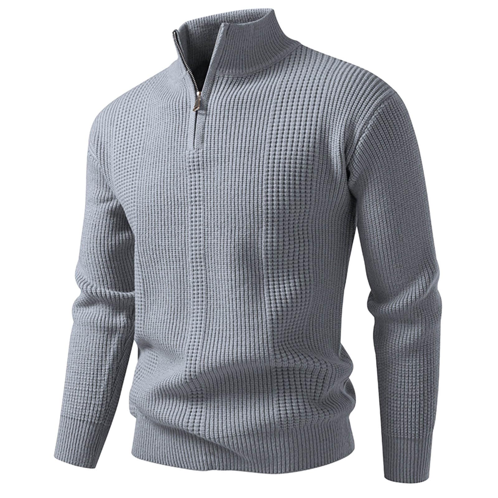 Maglione con Collo Alto e Mezza Cerniera, Morbido e Caldo, Casual, Invernale, Comodo, Foderato in Pile
