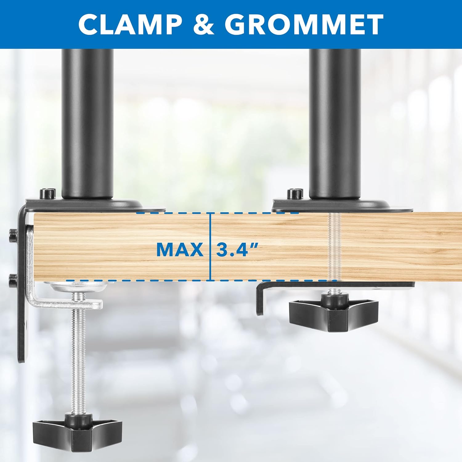 Black Adjustable Laptop Desk Mount with Vented Tray