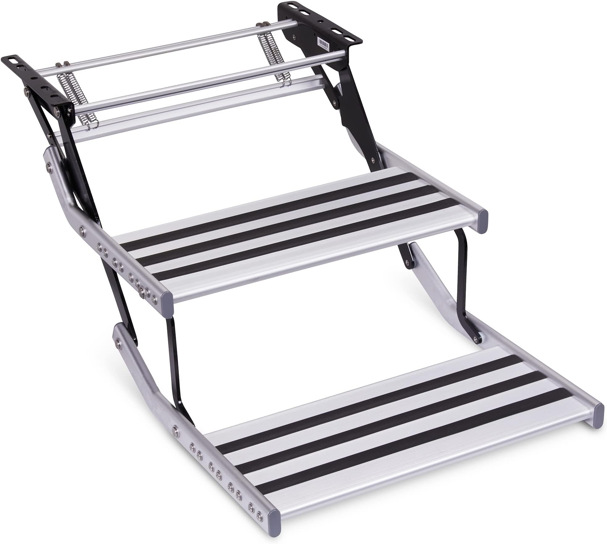 Hike Crew Manual RV Steps | Universal Two-Step Retractable Camper Platform with Easy Pull-Out Quick Lock Spring, Aluminum & Steel Construction, Anti-Slip Grips & Easy Bolt Assembly | 440 Lb. Capacity