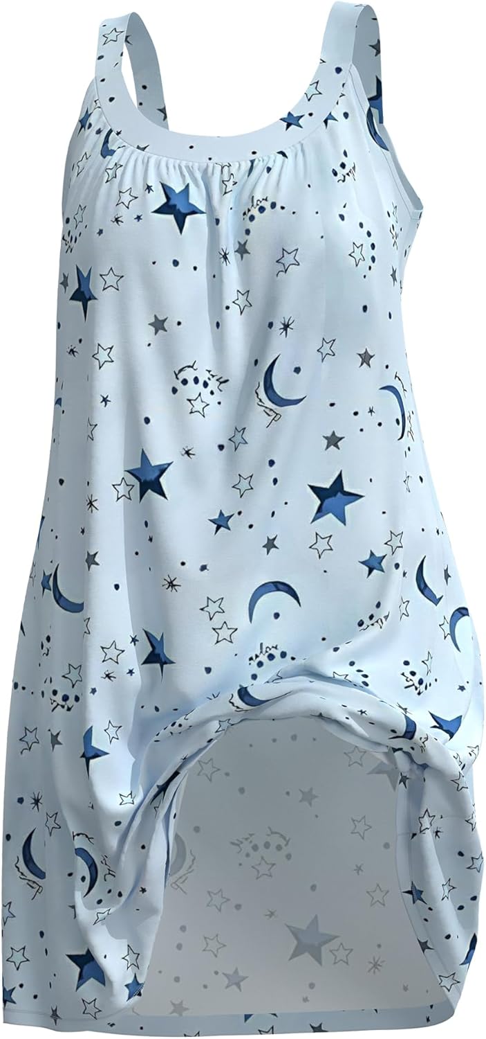 FLYCURVY Nightgowns for Women Plus Size Sleeveless Gown Sleepwear Soft Tank Sleepshirts Scoopneck Wide Strap Sleep Dress - Image 5