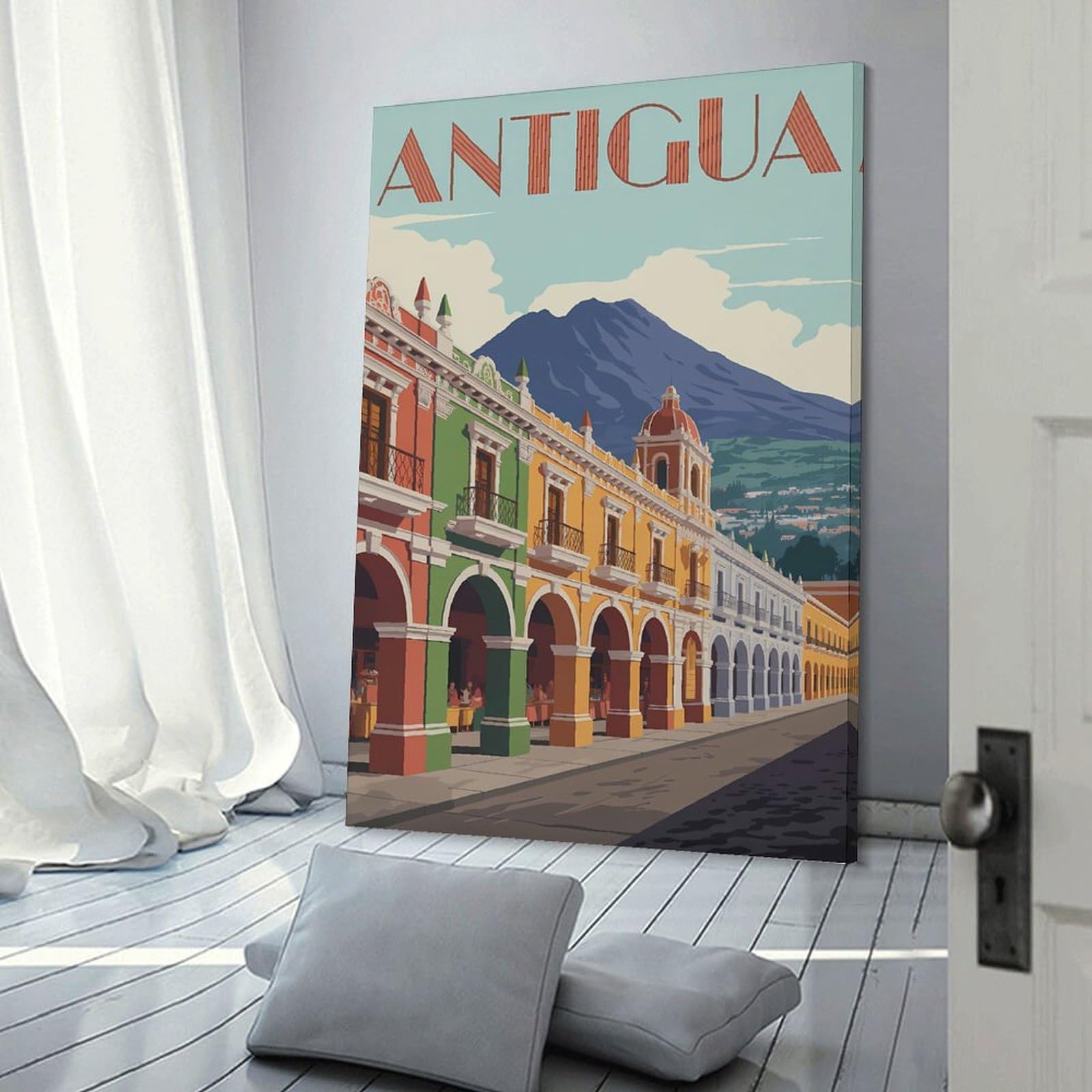 Junmoney Antigua Travel Hanging Wall Art, 20x30inch(50x75cm), for Living Room, Bedroom, Office Or Hallway, Decorative Artwork with Broad Appeal