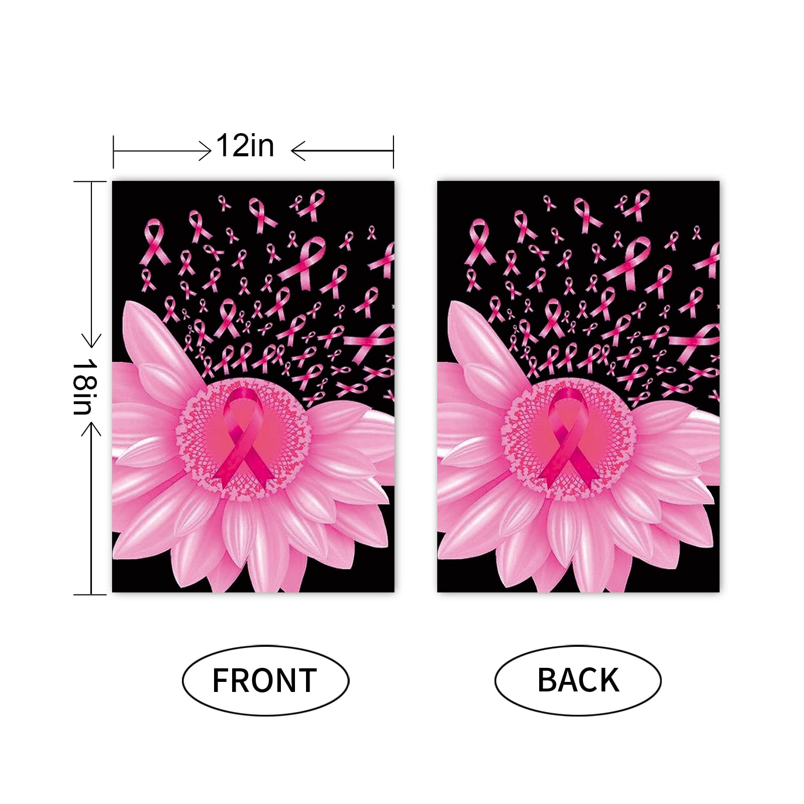 JOCHUAN Décor à La Maison Sensibilisation Au Cancer Du Sein Ruban Rose Design Plat Jardin Flaghouse Cour Flaggarden Cour Décorationssaison Bienvenue Drapeau En Plein Air 12X18 Pouces