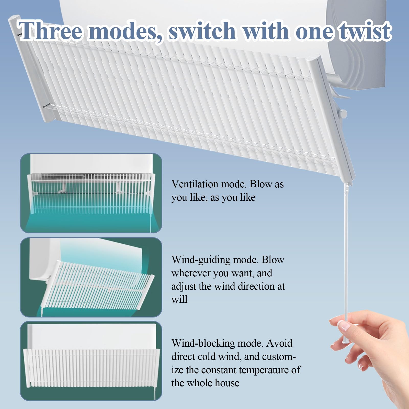 Deflettore Per Aria Condizionata Universale - Pannello Deviazione Regolabile 180° Per Casa/Ufficio, Con Staffe - Foto 4