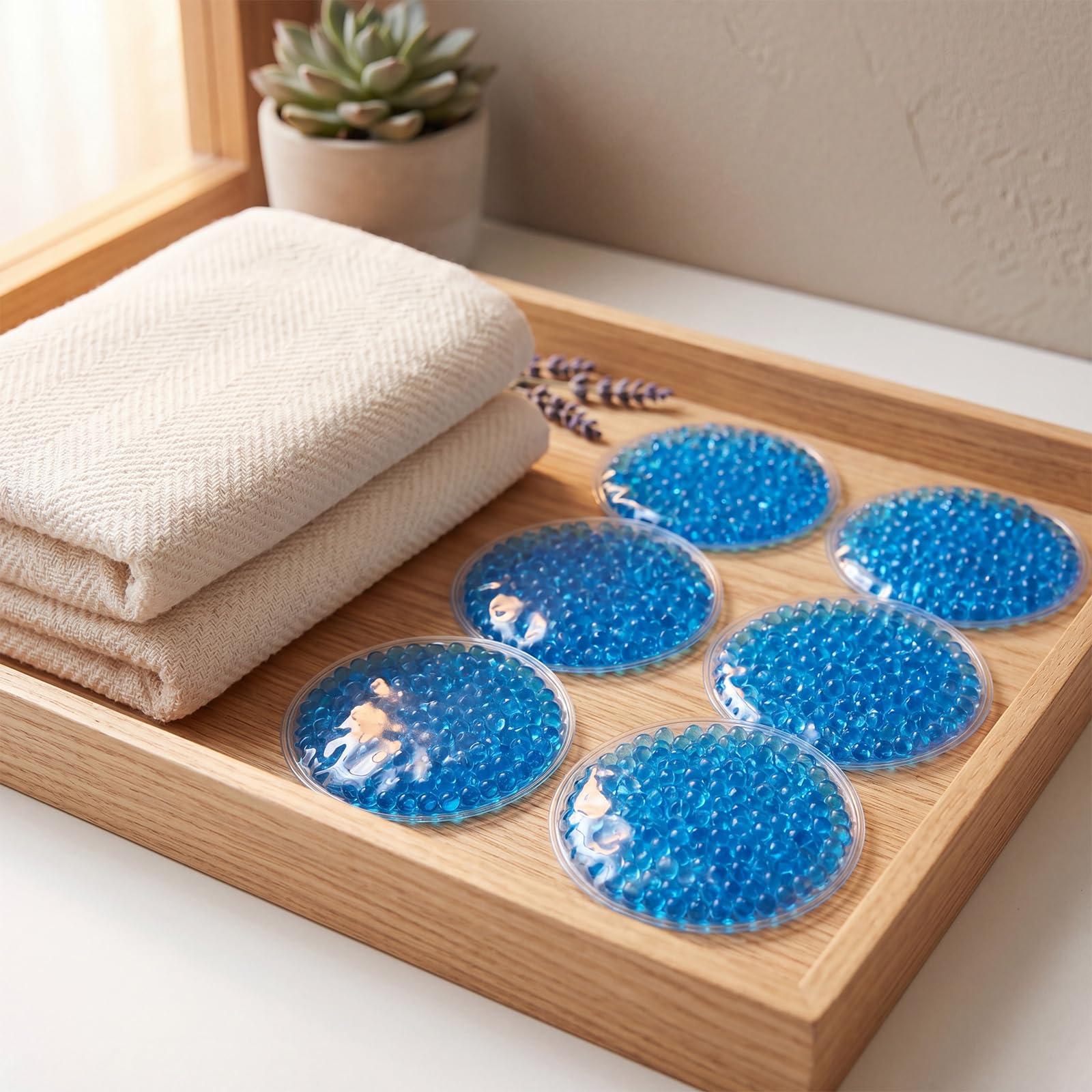 TrelaCo 150 paquetes de hielo redondos de gel para pequeñas cuentas reutilizables, compresas frías y calientes suaves para aliviar el dolor, dolor de muelas, fiebre, dolor de cabeza, cara, ojos