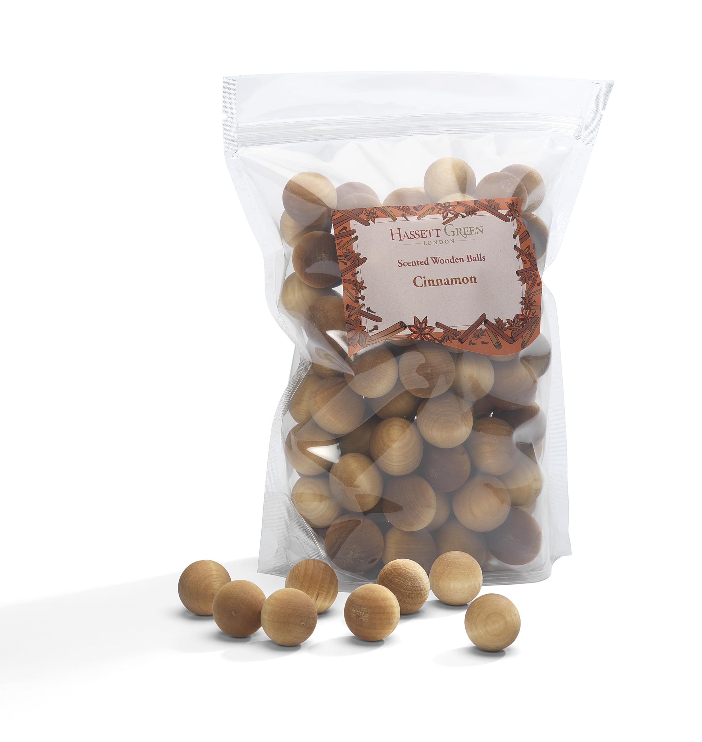 Hassett Green London Green Hassett London - Cinnamon - Scented Wooden Balls Pack Of 100 - Alternative To Pot Pourri, Diffusers, Sachets And Drawer Liners