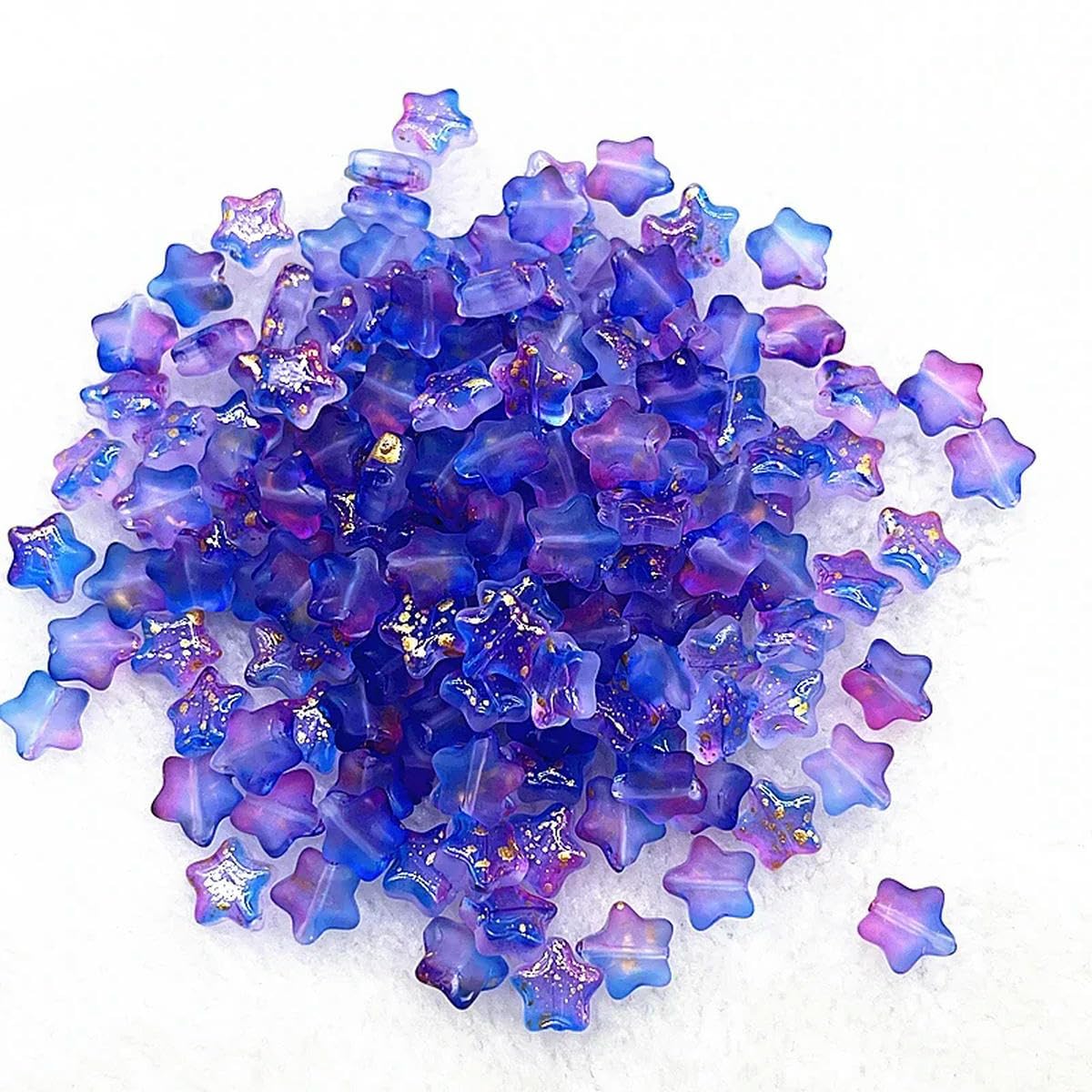 HUIOYG 30pcs 8mm Star Glass Beads Loose Spacer Bead for Jewelry Making Bracelets