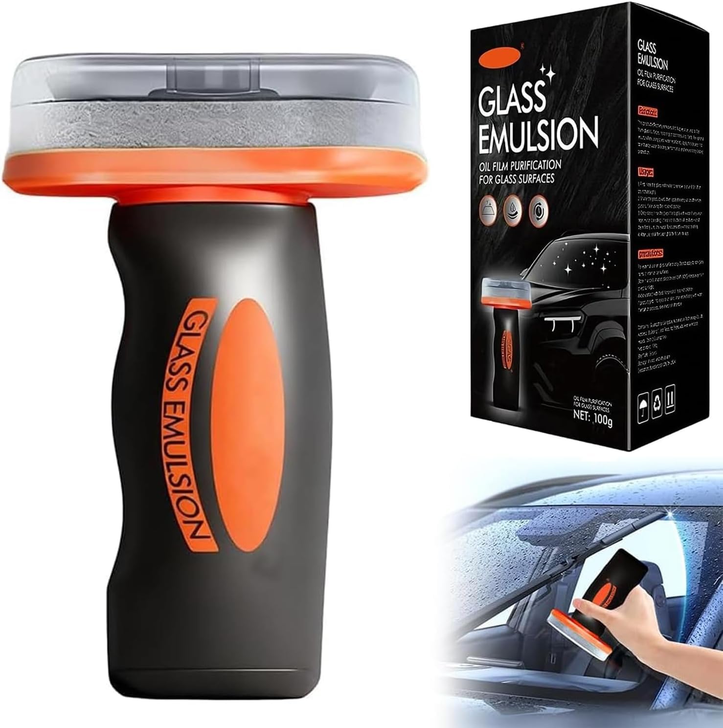 2026 Neu Clear Vision Autoglasreiniger,Clearvision Glass Cleaner Scheibenreiniger Auto,Oil Film Cleaning Brush für Windschutzscheibe, Handheld Glass Oil-Film Remover, Klare Sicht bei Regen und Nebel