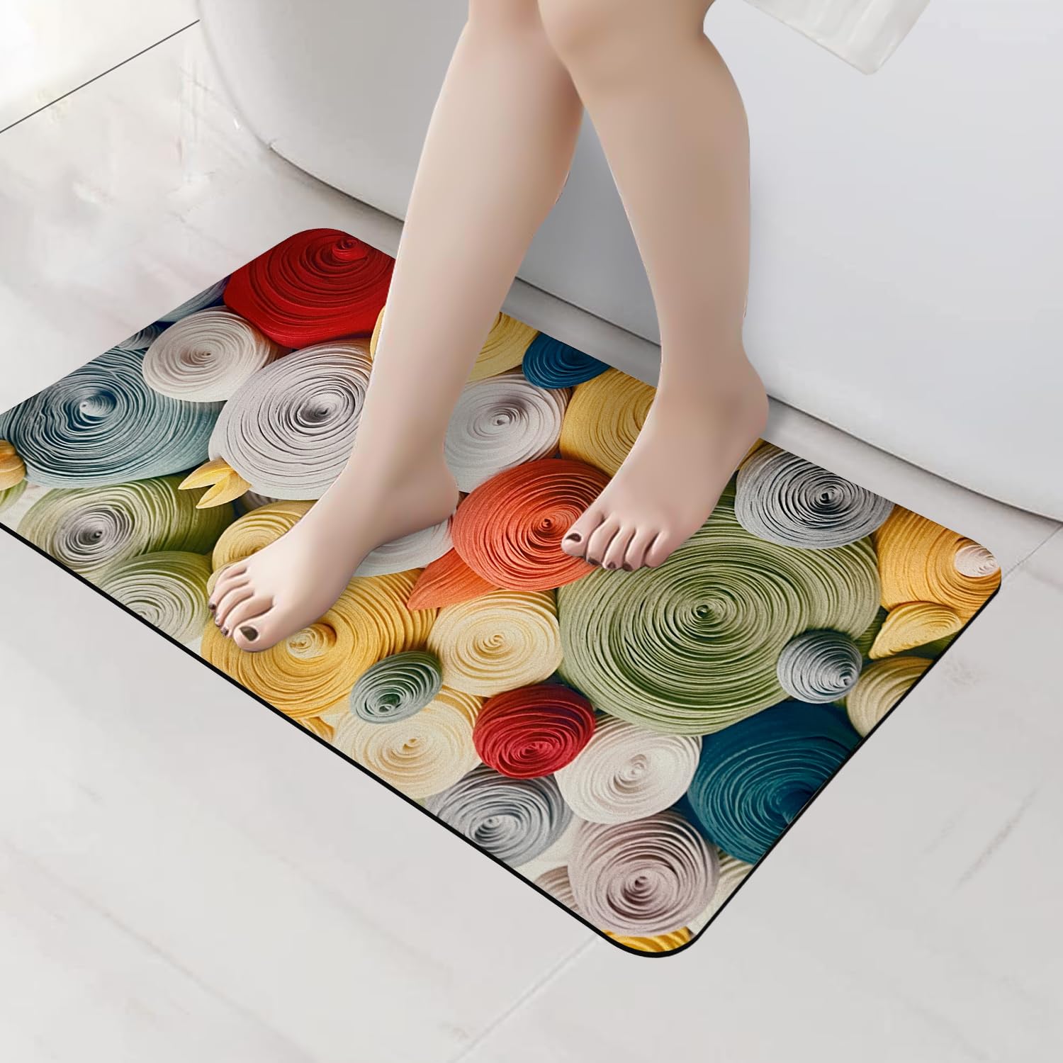 1 Piece Anti-Skid Water Soaking 3D Foam Print Bathroom Mat, Water Absorbent Mat (40x60cm) (Foam Print)