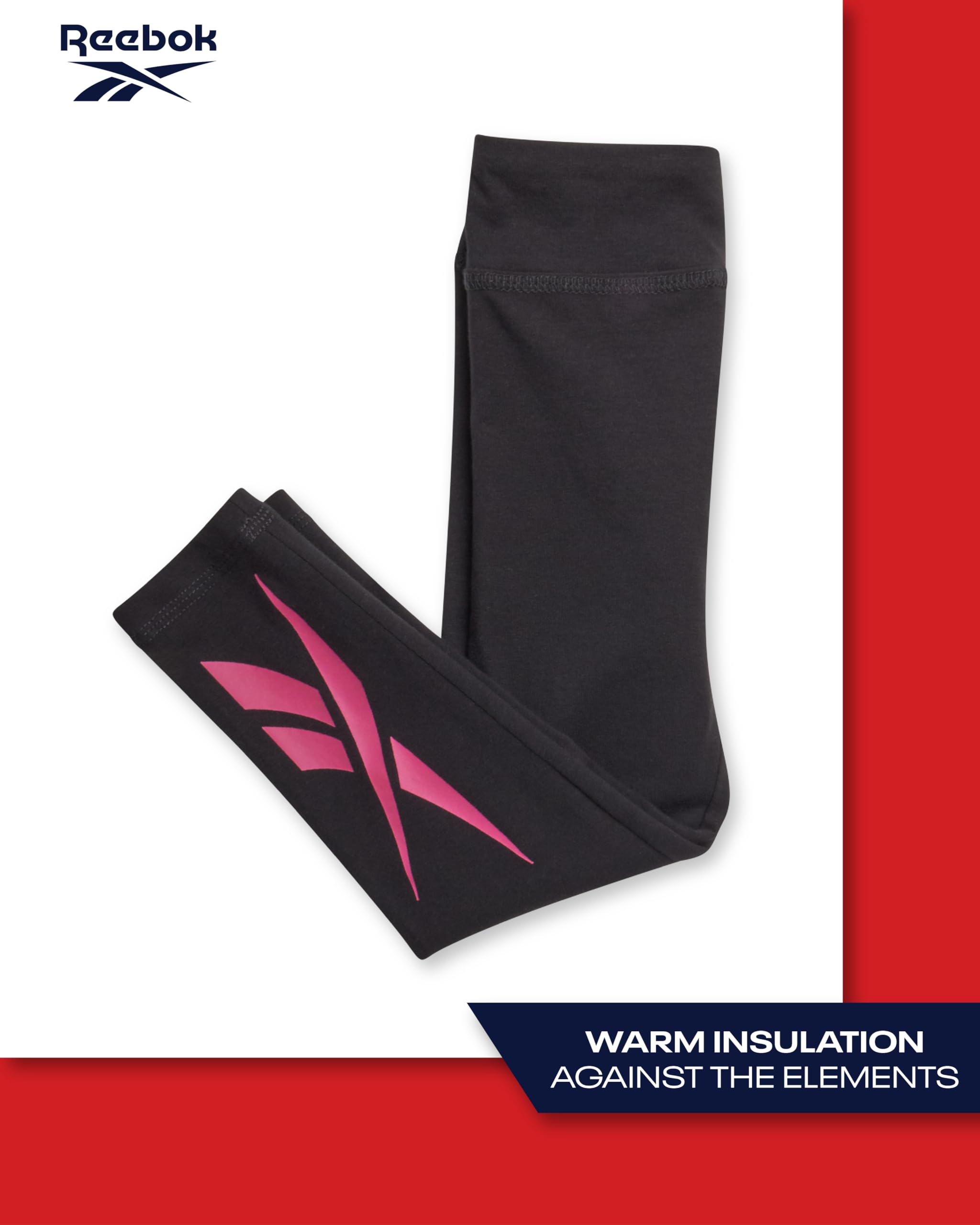 Reebok Set di pantaloni per bambine – 2 pezzi felpa girocollo in pile e leggings per bambine e bambine